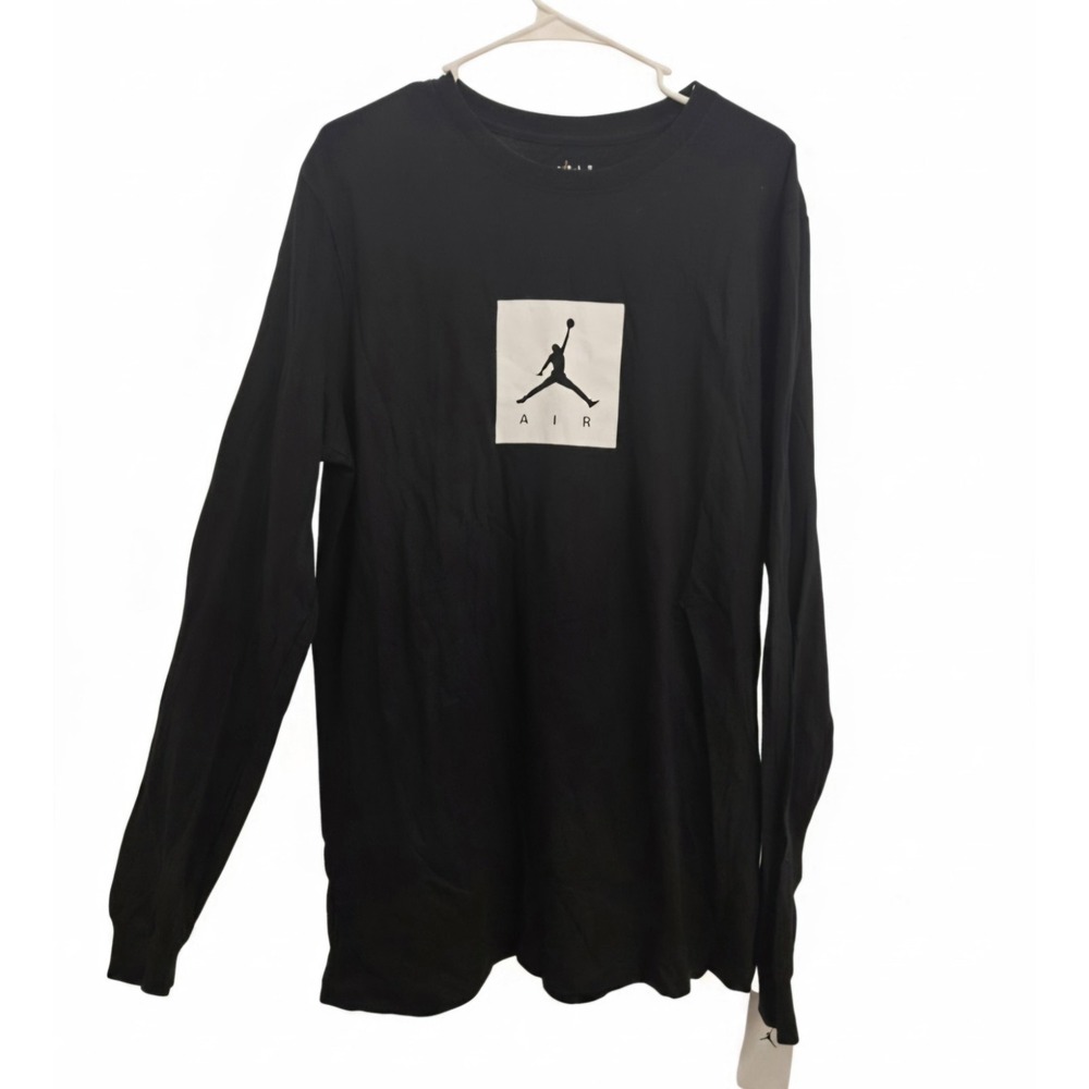 Nike Jordan Air Jumpman Mens Black Long Sleeve Graphic Tee HM4973-010 L Tall